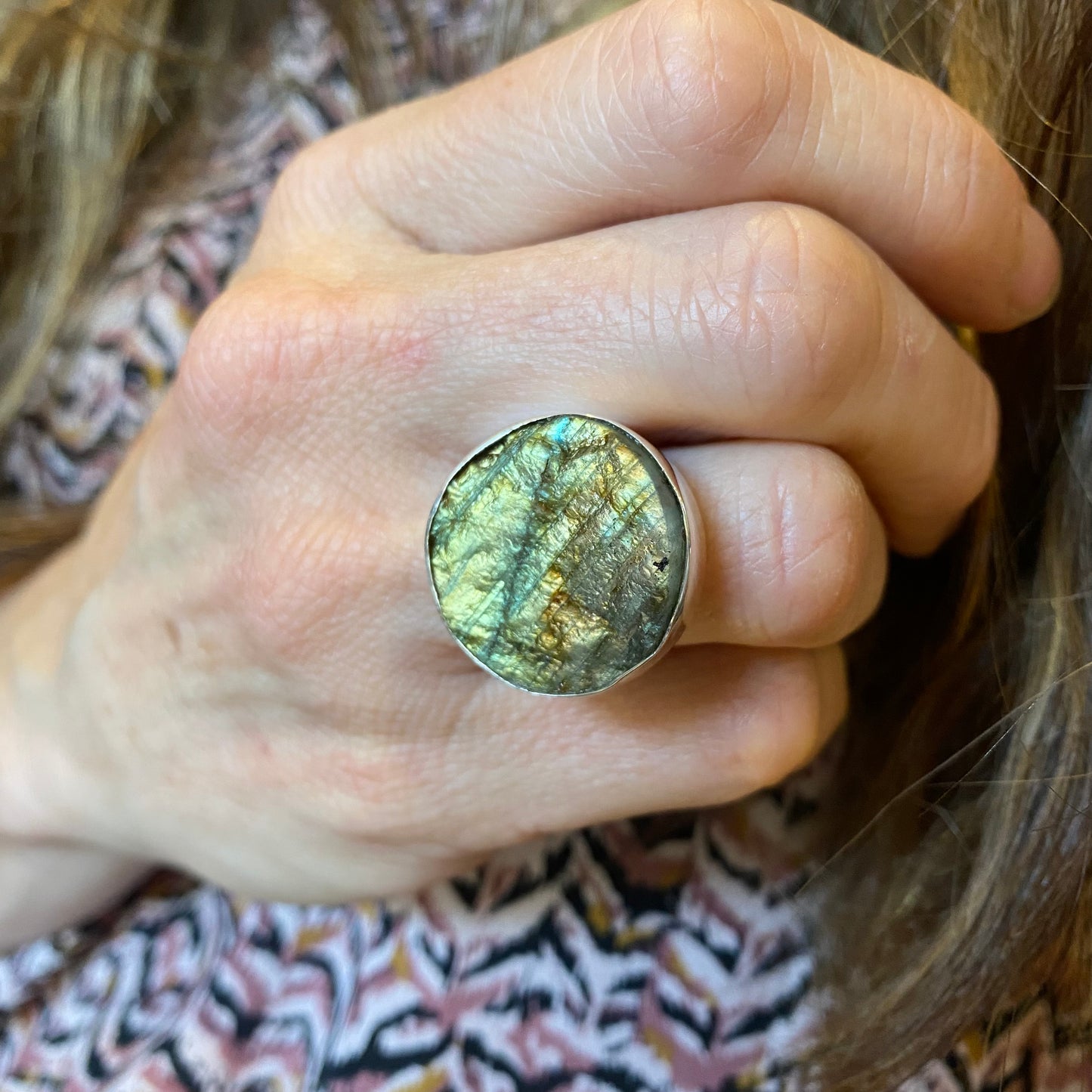 Raw Labradorite & Sterling Rings