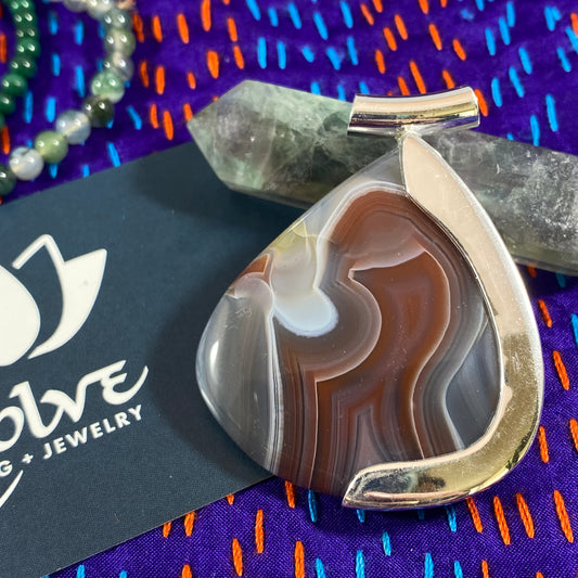 Red Botswana Agate Half-Set Pendants