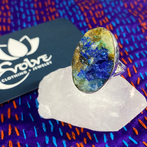Raw Azurite & Sterling Rings