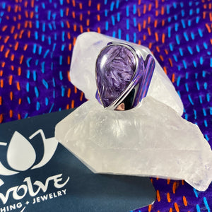 Charoite Sterling Wide Band Ring