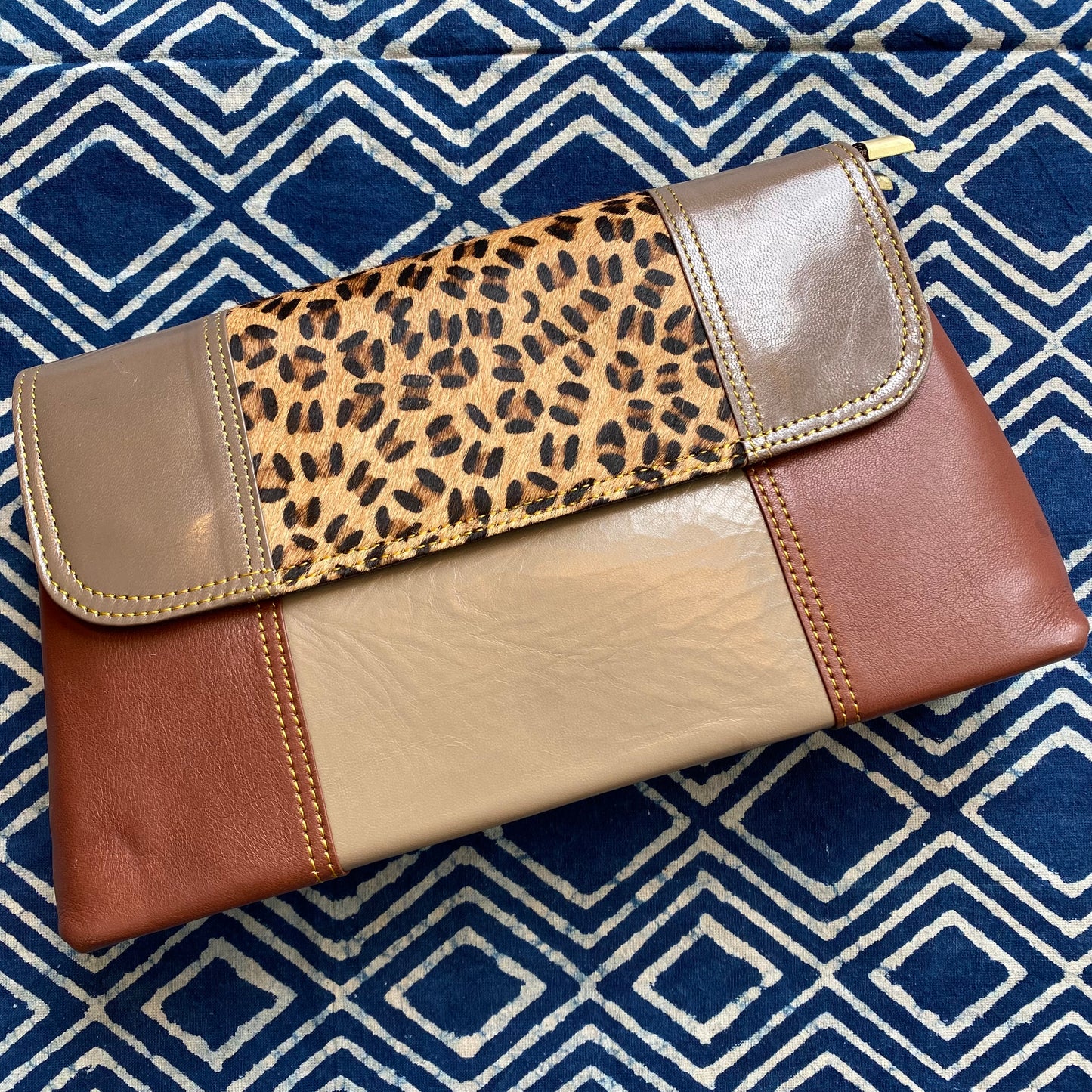 Recycled Camel Leather & Fur Box Purse