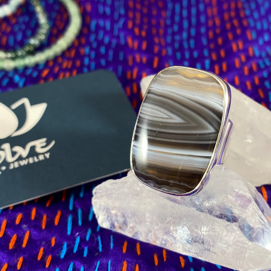 Botswana Agate Wide Band Rings