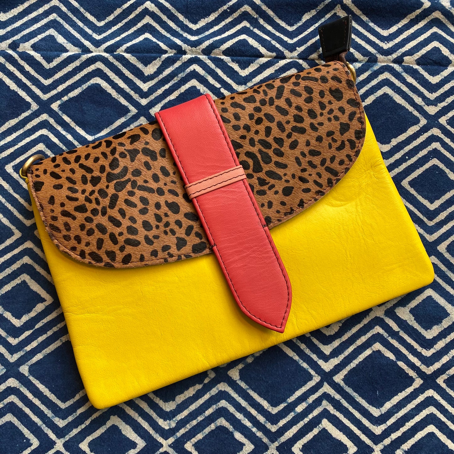 Recycled Camel Leather & Fur Envelope Purse