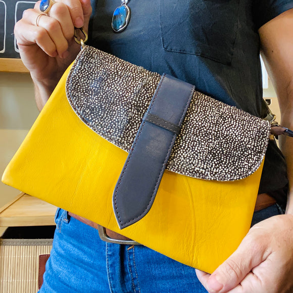Recycled Camel Leather & Fur Envelope Purse