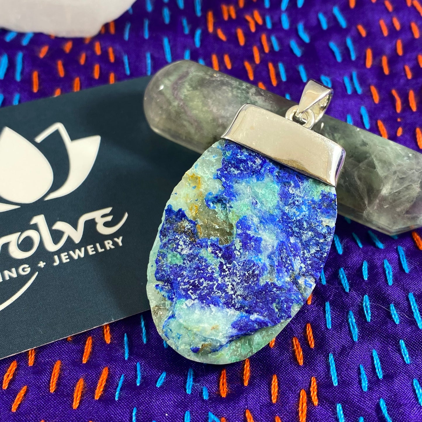 Raw Azurite Capped Pendants