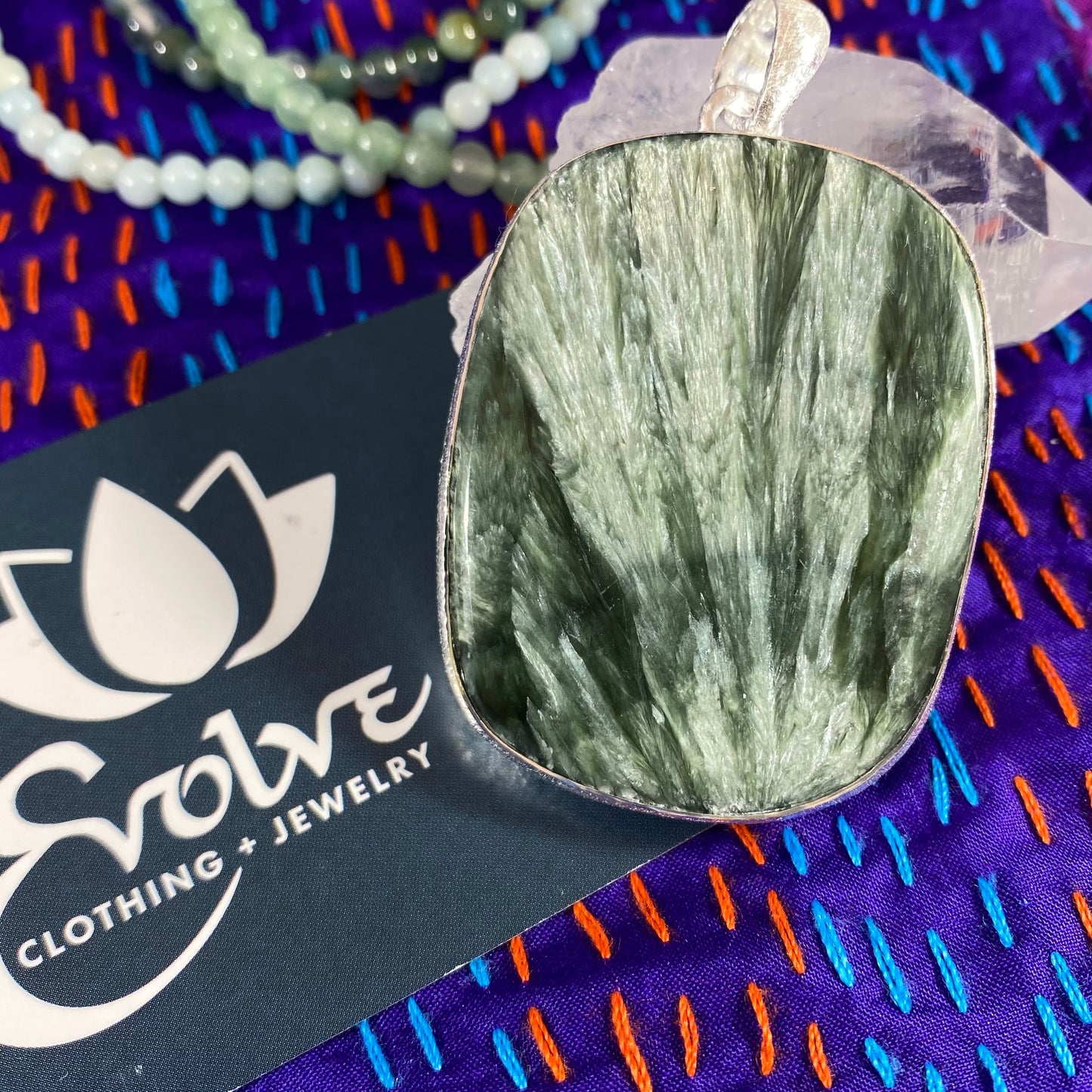 Seraphinite Brushed Silver Pendant