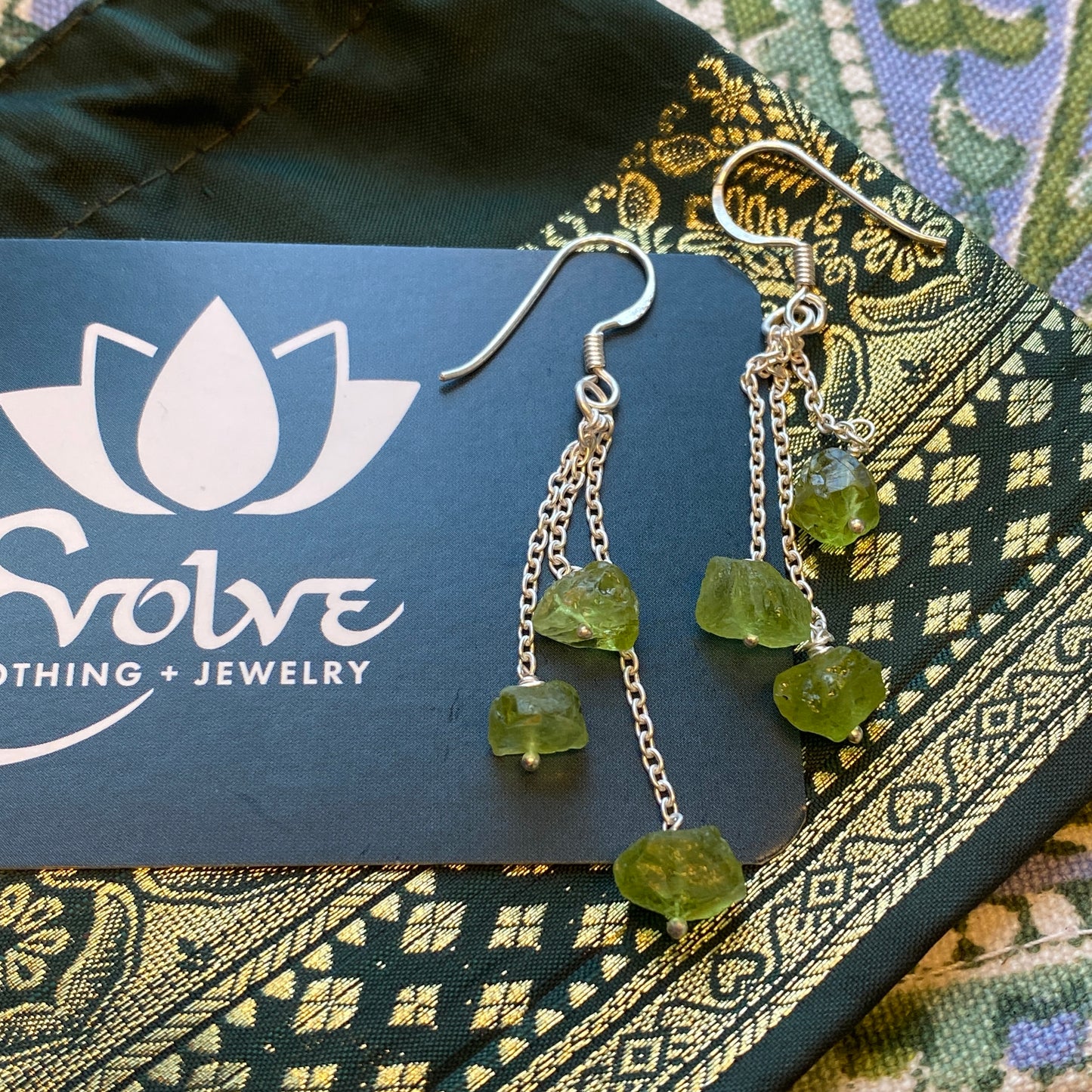 Raw Gemstone 3-drop Earrings