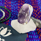 Raw Amethyst & Silver Wide Band Rings