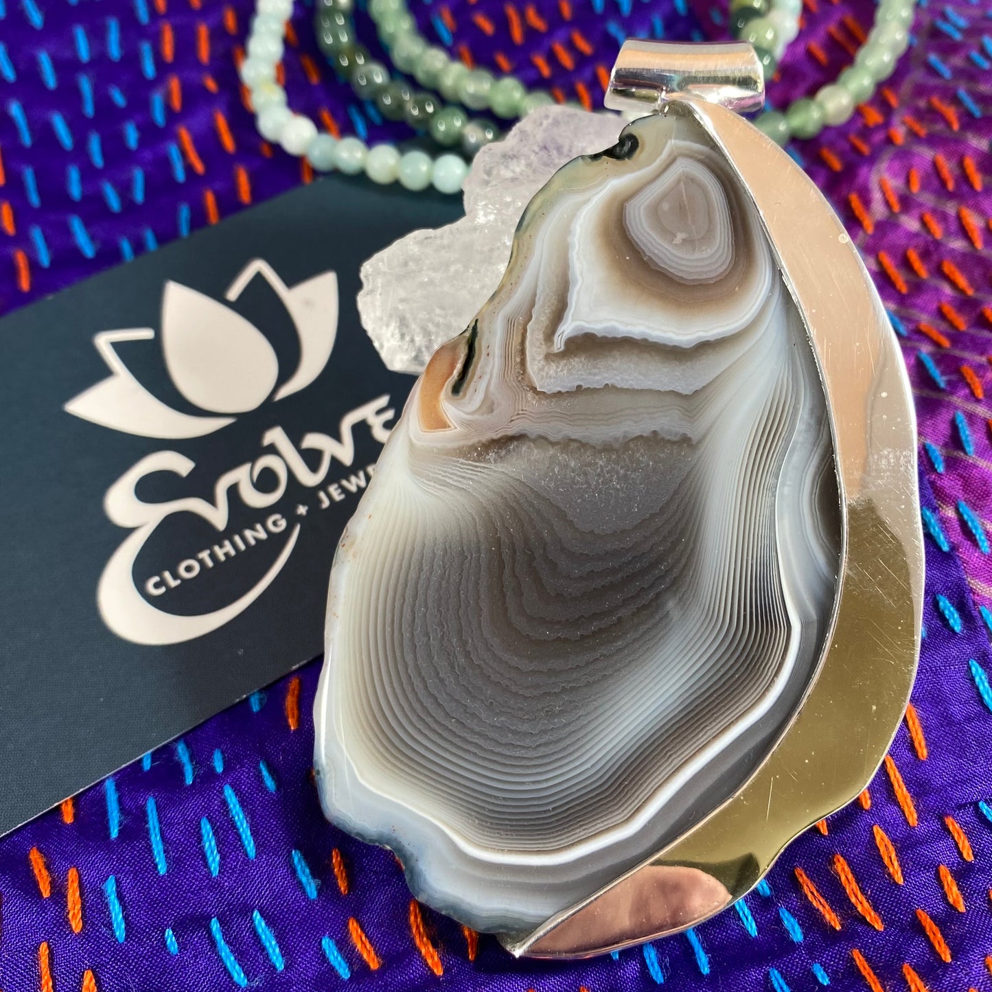 Botswana Agate Half-Set Pendants