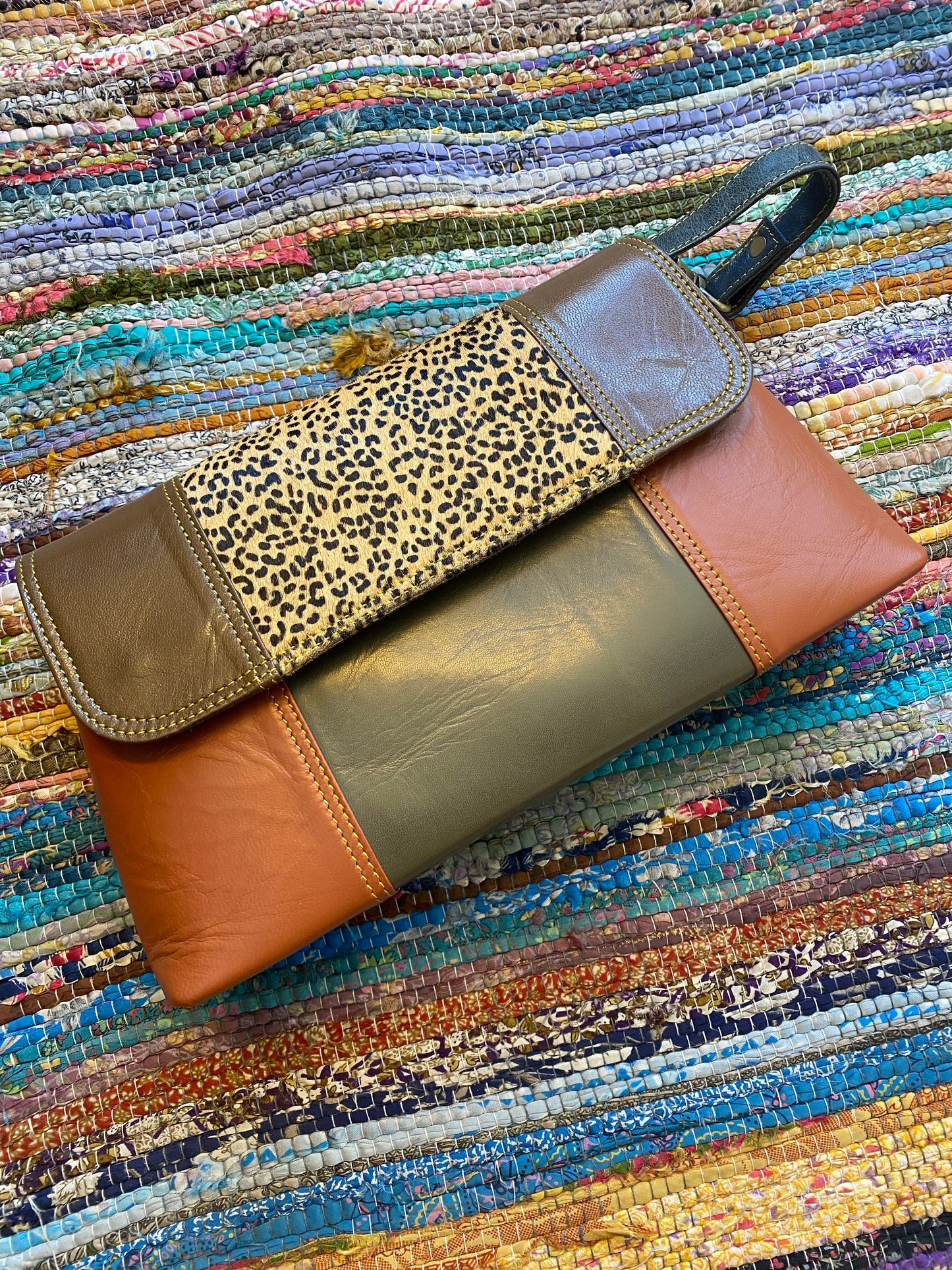 Recycled Camel Leather & Fur Box Purse