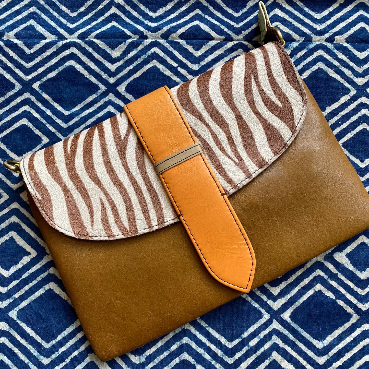 Recycled Camel Leather & Fur Envelope Purse