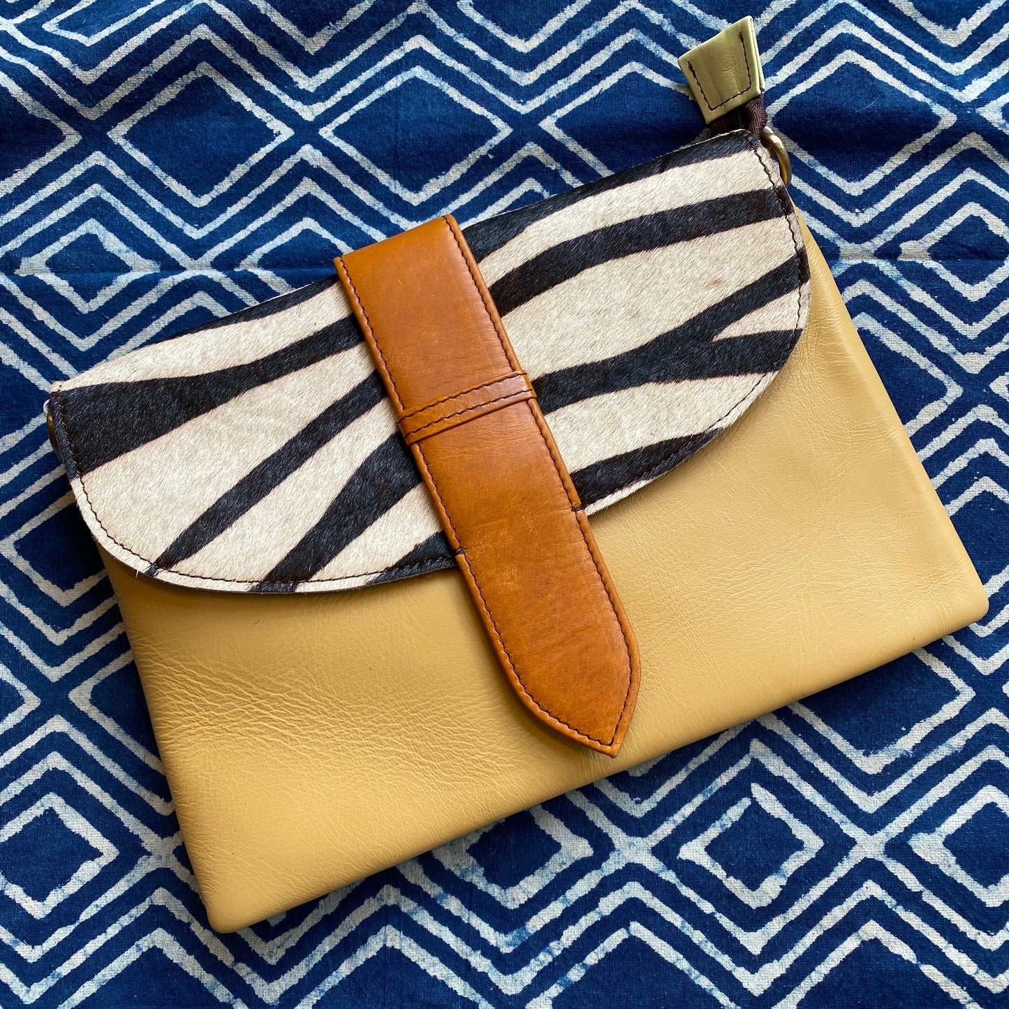 Recycled Camel Leather & Fur Envelope Purse