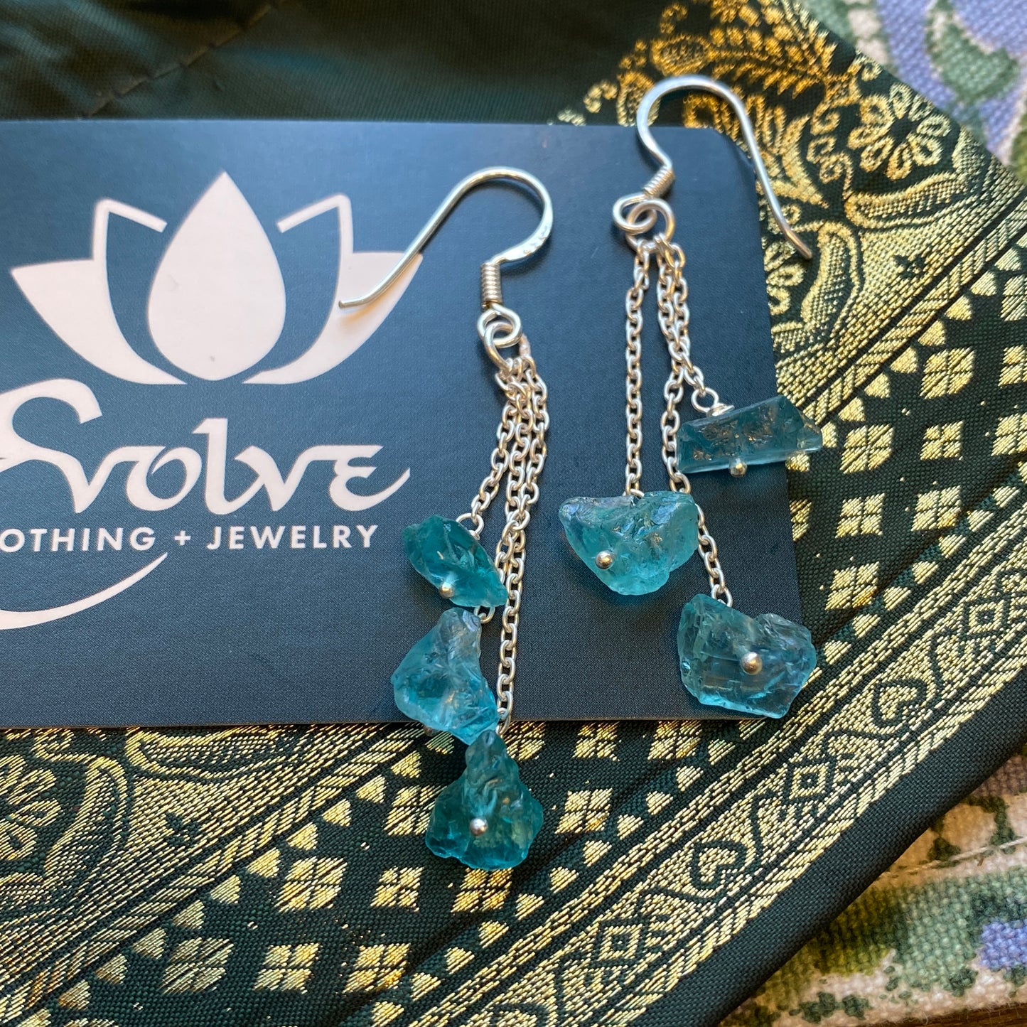 Raw Gemstone 3-drop Earrings