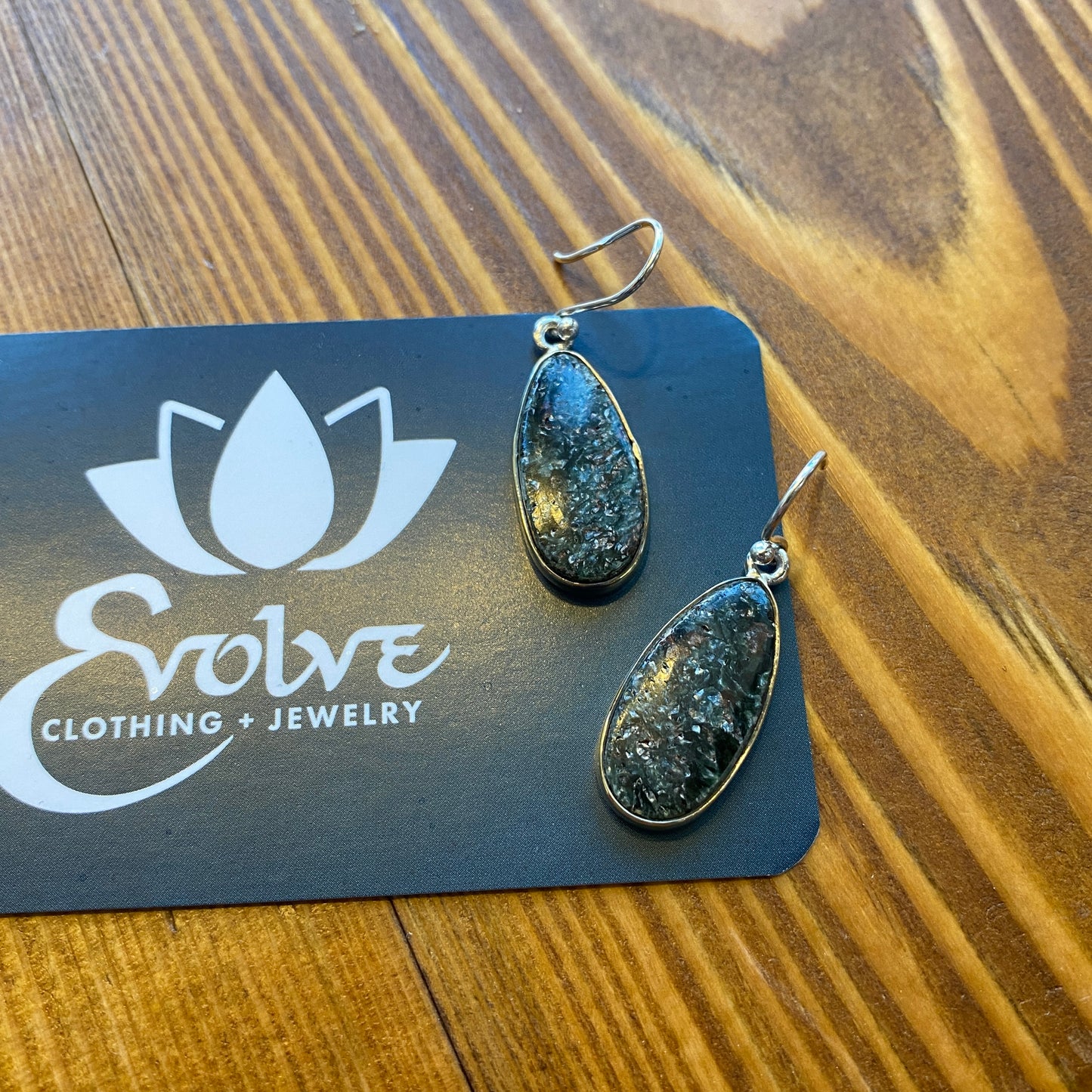 Seraphinite Sterling & Brass Earrings