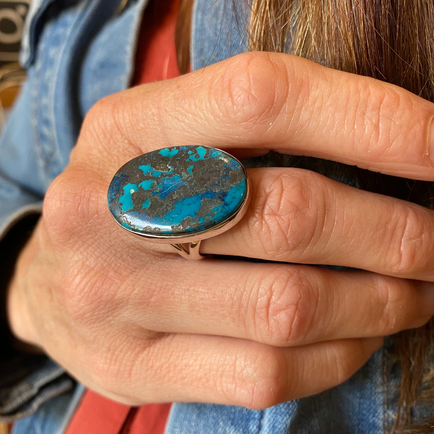 Shattuckite & Sterling Ring