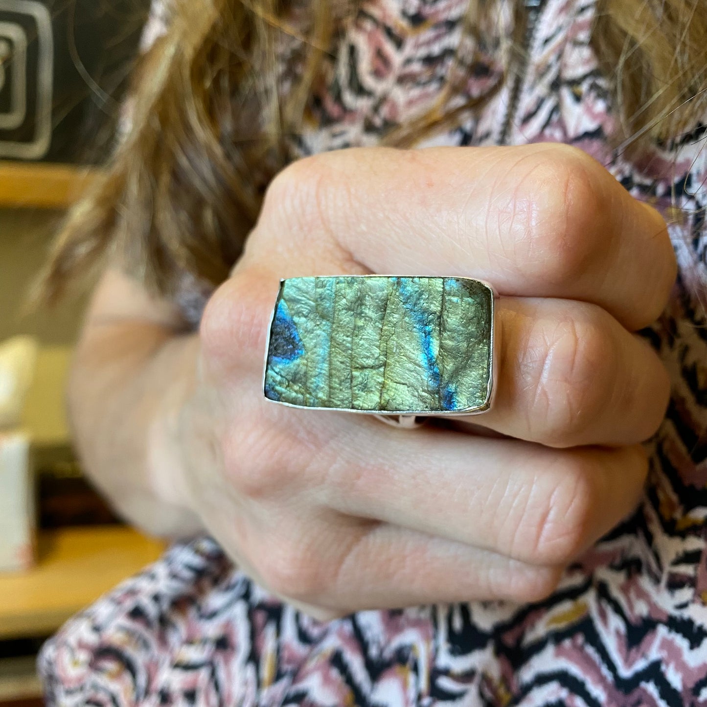 Raw Labradorite & Sterling Rings