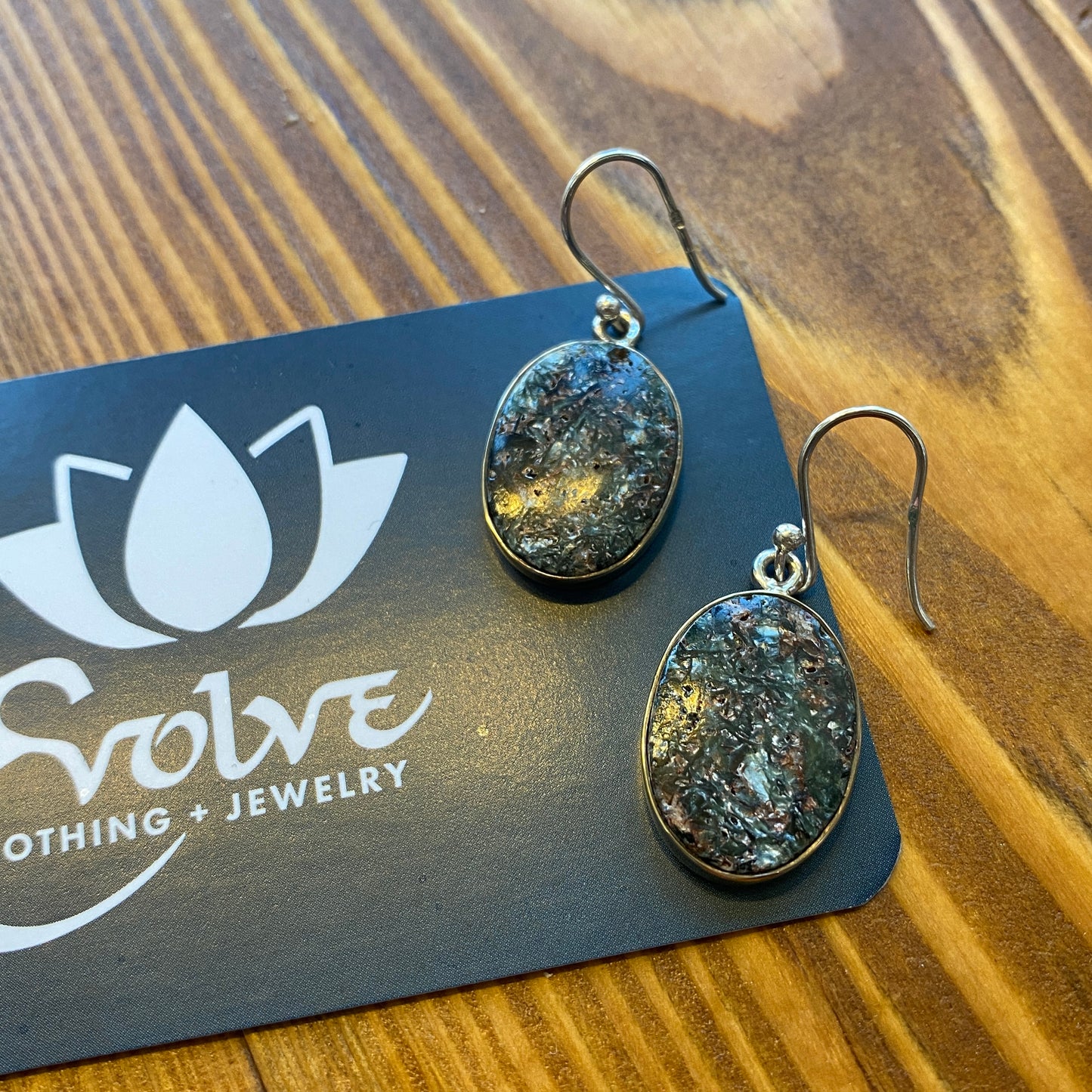 Seraphinite Sterling & Brass Earrings