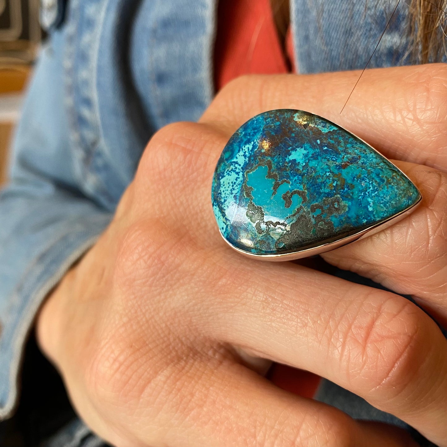 Shattuckite & Sterling Ring