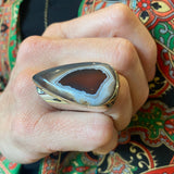 Botswana Agate Sterling & Brass Wide Band Rings