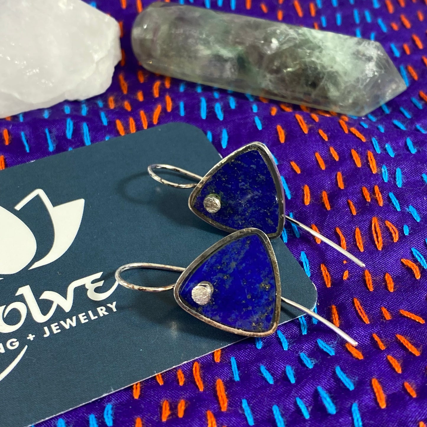 Triangle Gemstone Slice Earrings