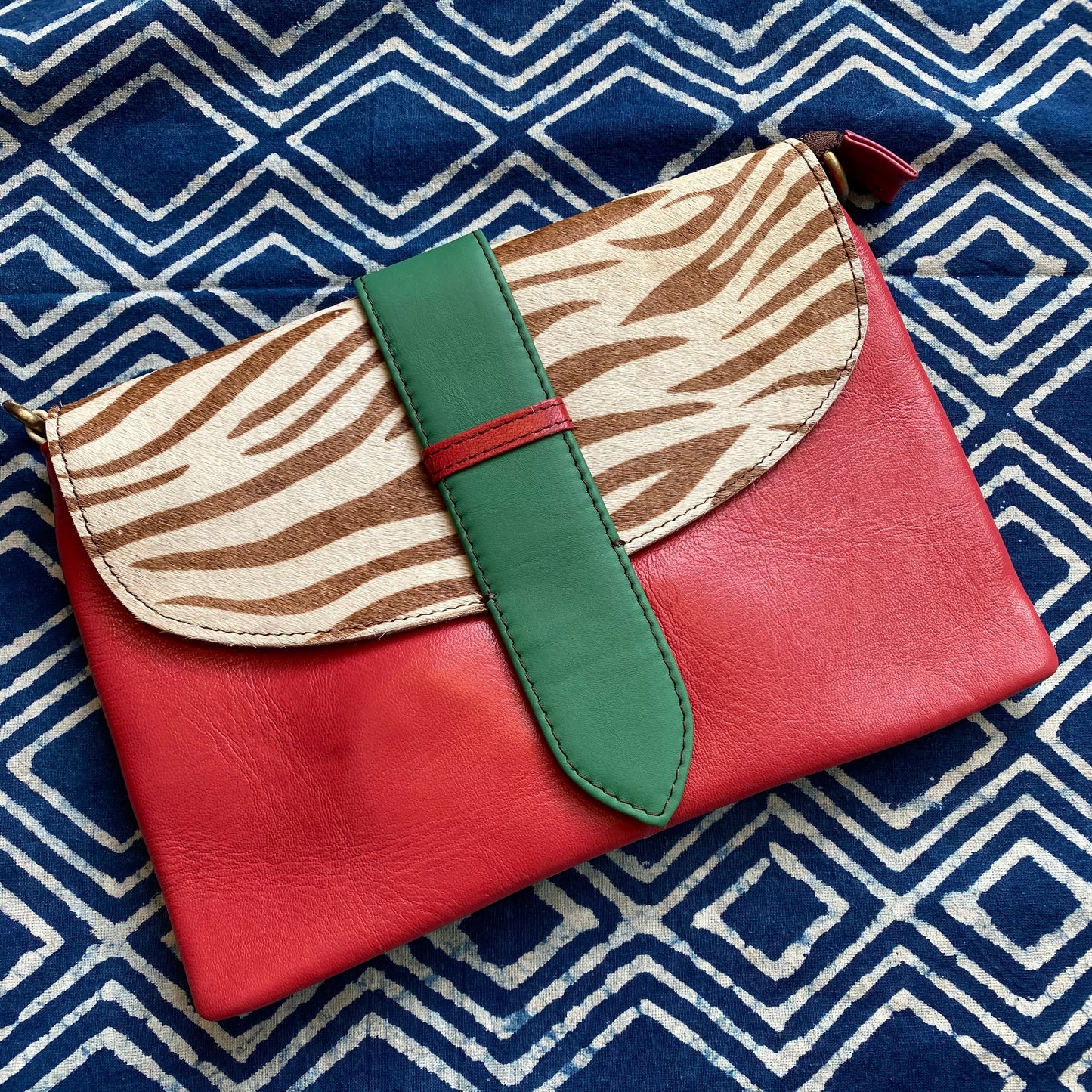 Recycled Camel Leather & Fur Envelope Purse