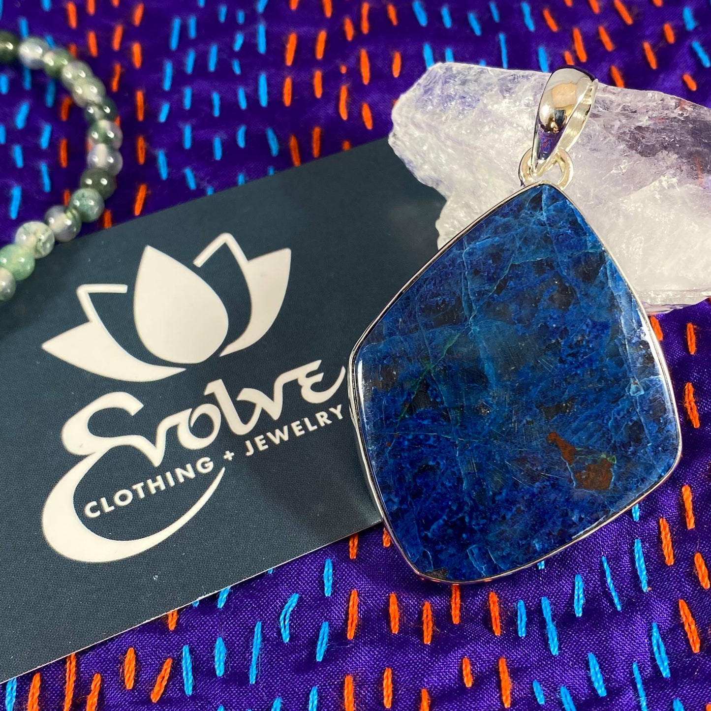 Shattuckite & Silver Pendant