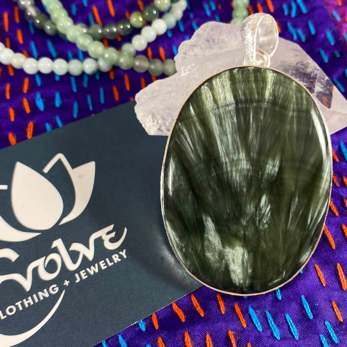 Seraphinite Brushed Silver Pendant