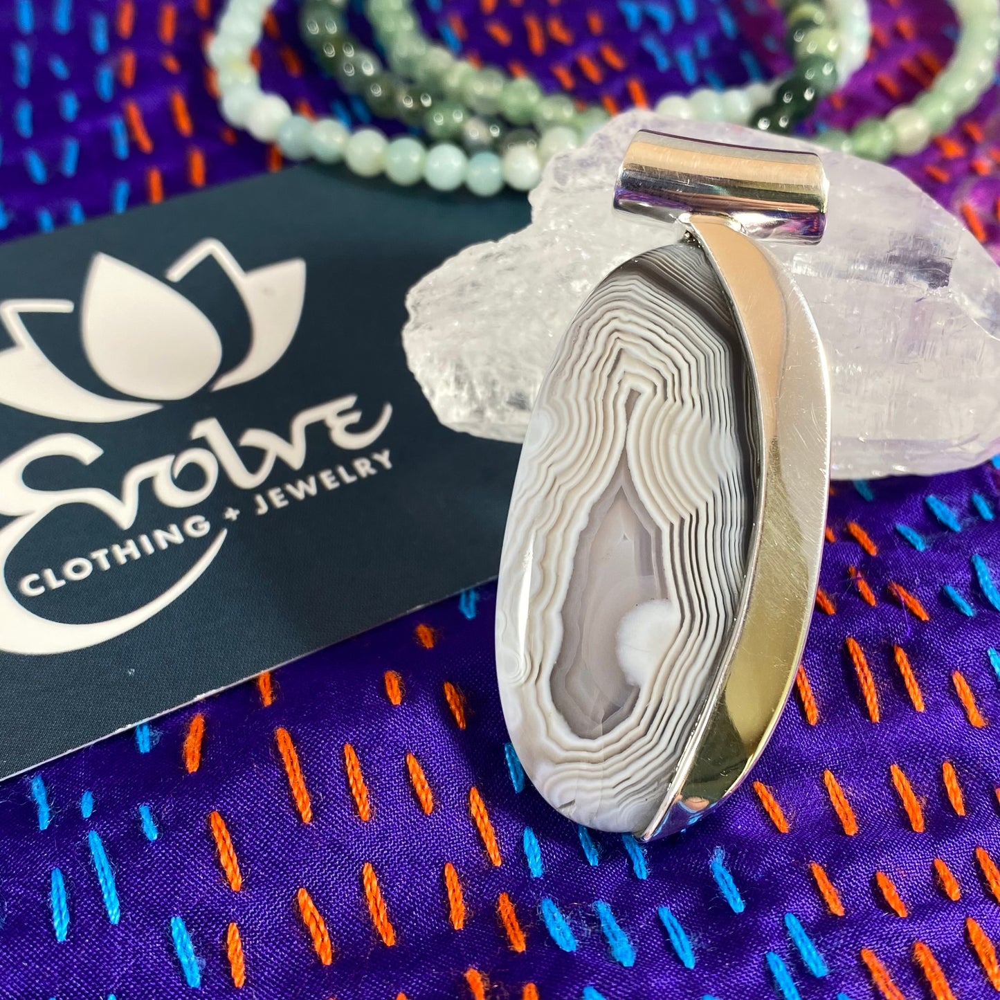 Botswana Agate Half-Set Pendants