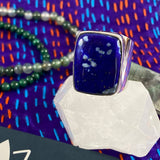 Lapis Lazuli & Silver Wide Band Rings